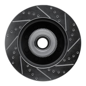 Ford F-250 Super Duty Brake Rotor (1) - Front Left - R1 Concepts - Drilled & Slotted - Silver - `05-`07